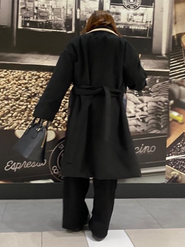 即納】1点限定 チェック柄デザインダブルブレストロングコート 大人