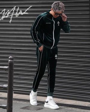 CROSS ZIP SWEAT PANTS GREEN【BB25018】