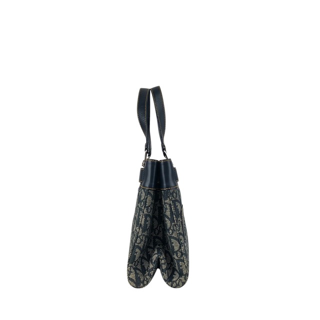 Christian Dior クリスチャン ディオール トロッター ハンドバッグ ネイビー キャンバス フロントバックル vintage ヴィンテージ オールド nk2ius