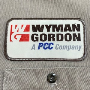 G&K SERVICES ワークシャツ 長袖シャツ WYMAN GORDON ワイマンゴードン 企業ロゴ 星条旗 ワッペン 3XLビッグサイズ US古着