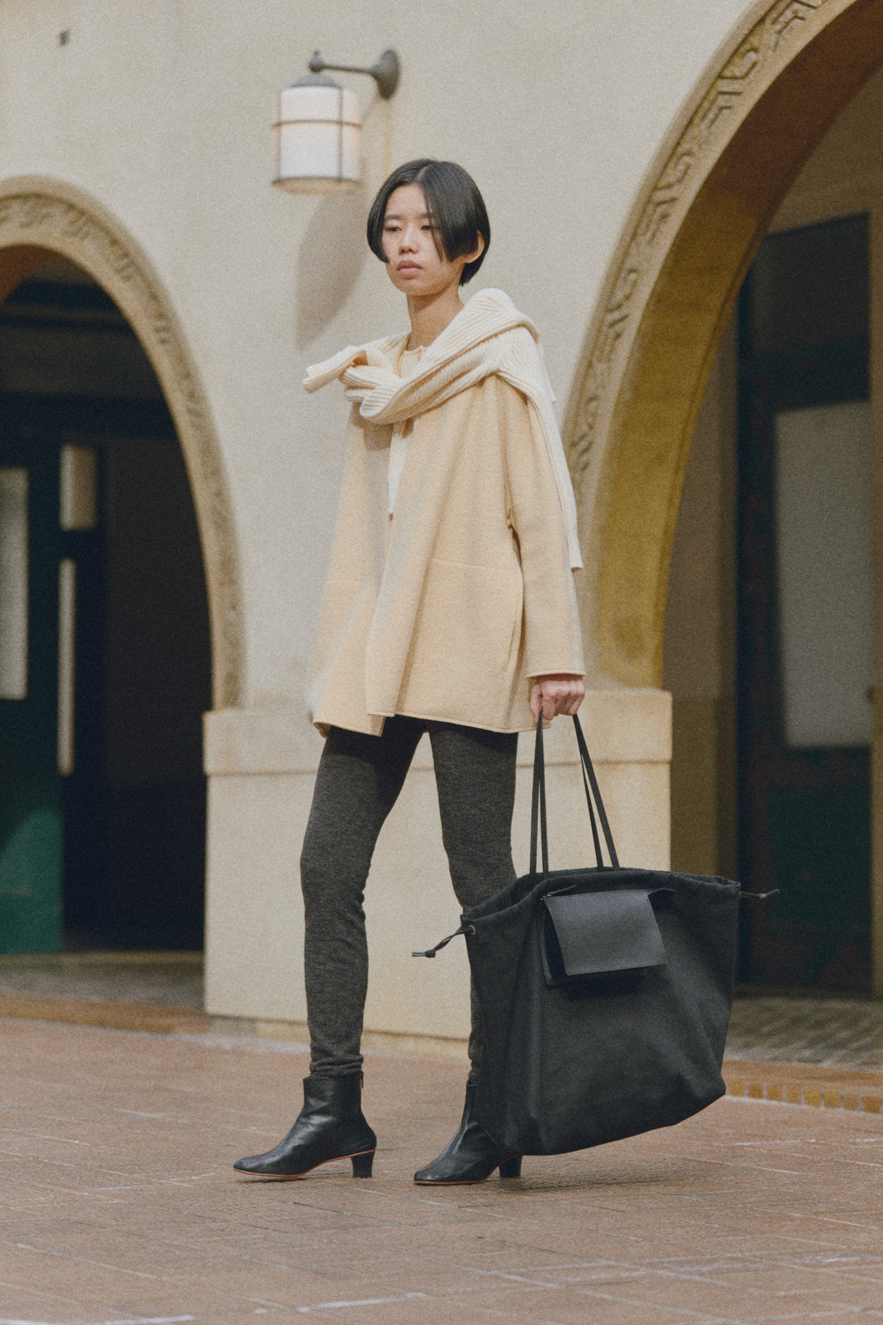 MARROW/MA-AC6311 FABRIC BIG TOTE BLACK