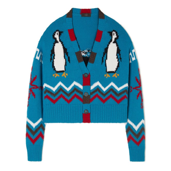 ALANUI FOR THE LOVE PENGU CROP CARDIGAN SKY MULTICOLOR