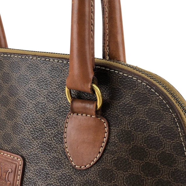 CELINE セリーヌ マカダム ショルダーバッグ ブラウン ブラゾン型押し PVC 2WAY vintage ヴィンテージ オールド rpmpji