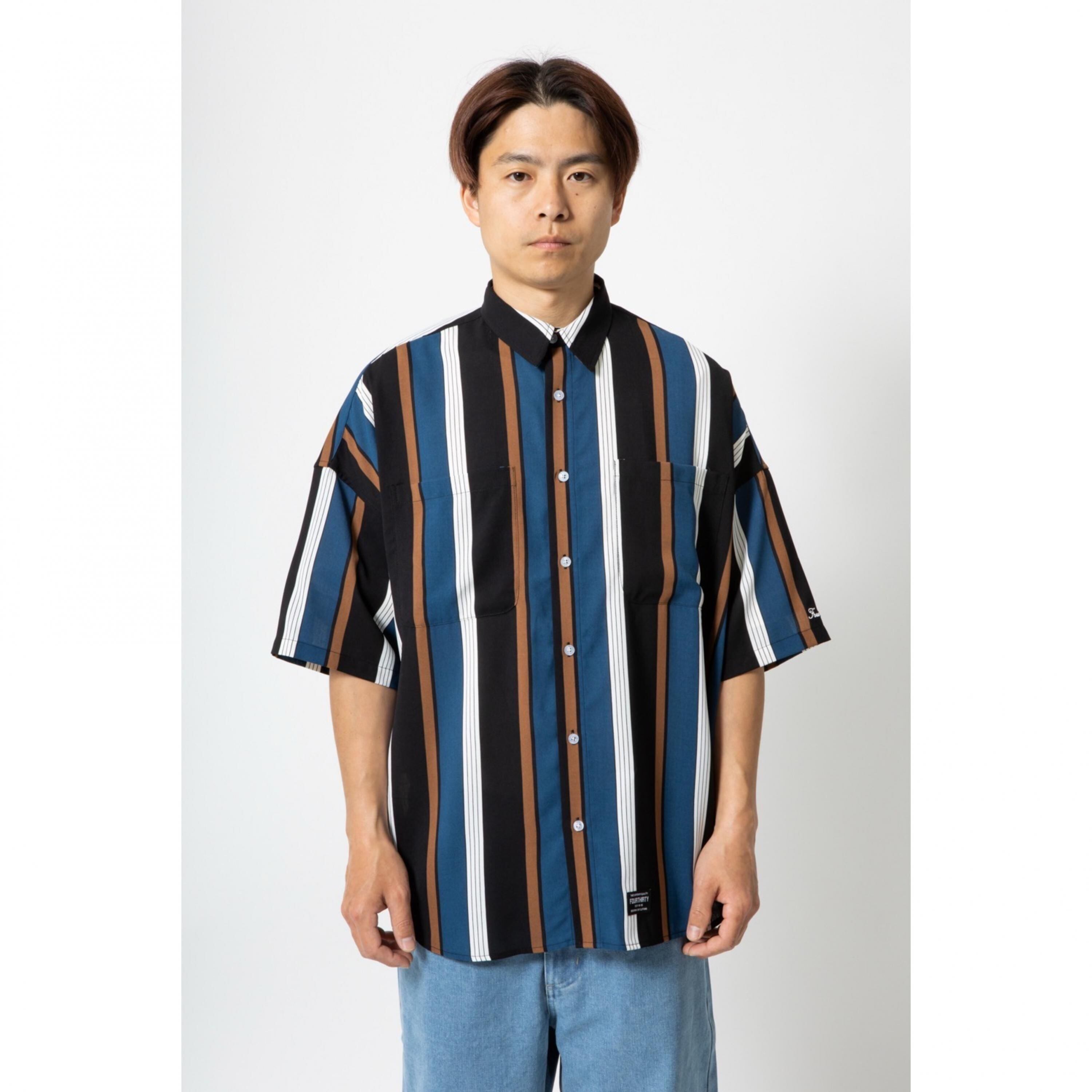 fourthirty】S/S STRIPE BIG SHIRT [ショートスリーブ ストライプ