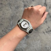 【限定商品】ウォッチブレス スリーコンチョ 姫路黒桟革(白漆)