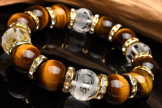 【金運・勝負運・願望実現】聖獣四神×タイガーアイ ブレスレット（14.5mm）