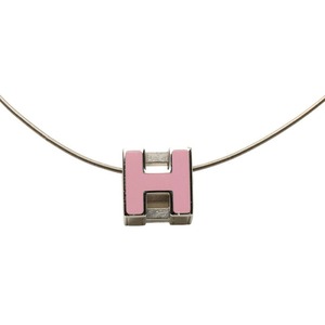 エルメス カージュ ド アッシュ Hキューブ ネックレス シルバー ピンク メタル レディース HERMES 【中古】
