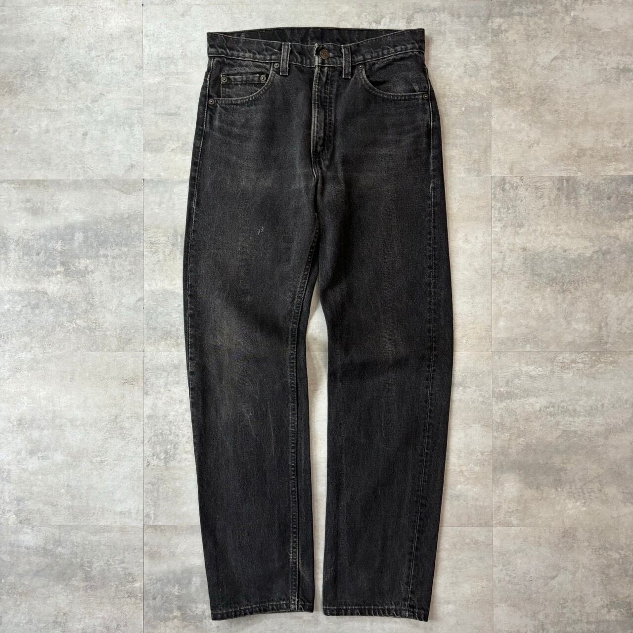 《実寸w29l29》levis 505 90s~ usa製 ブラックデニム ヒゲ テーパード No.1301