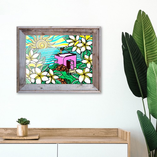 Wood Panel L Size（Pink Pill Box）with Recycled Wood Frame