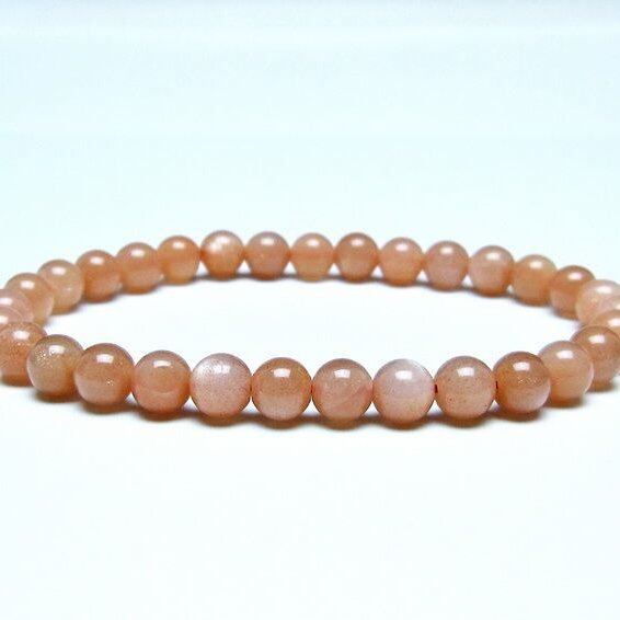 オレンジムーンストーン ブレスレット 6mm 一点物 メール便可 [M便 1/10] 111-48569