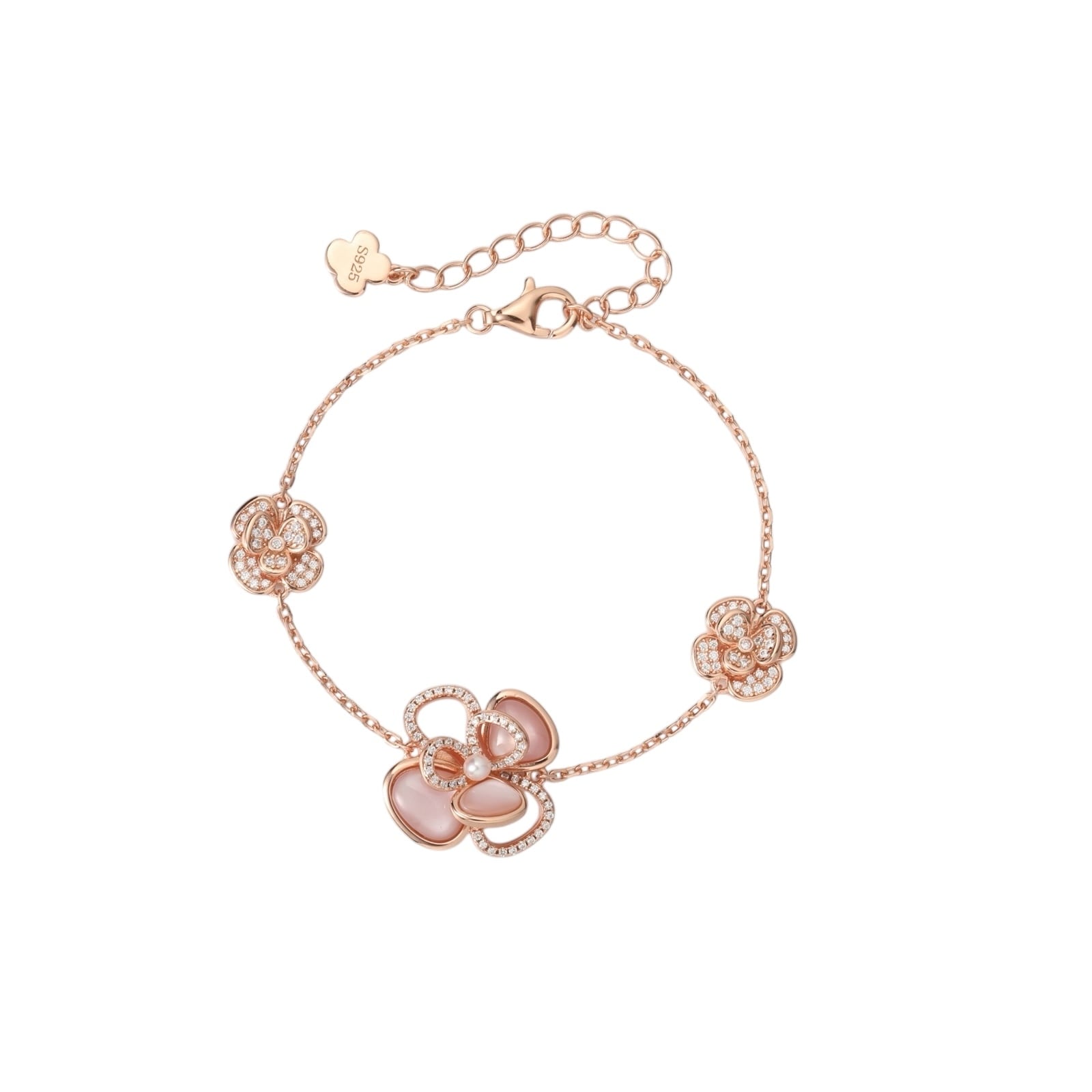 Original】Camellia Bracelet /椿ブレスレット/ホワイトシェル/ピンク