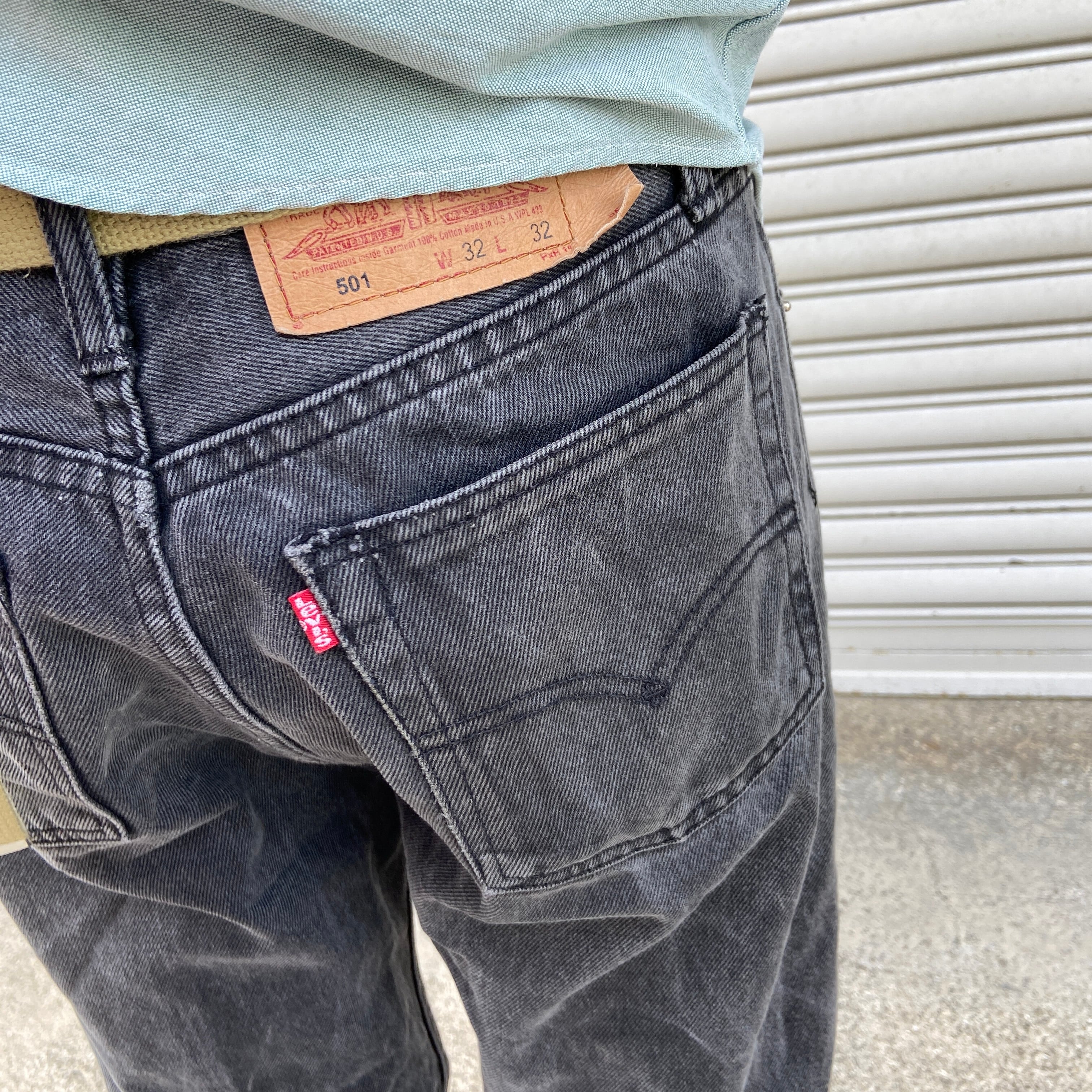 美品 32×32 501 米国製 先染め Levi’s ブラックデニムパンツ