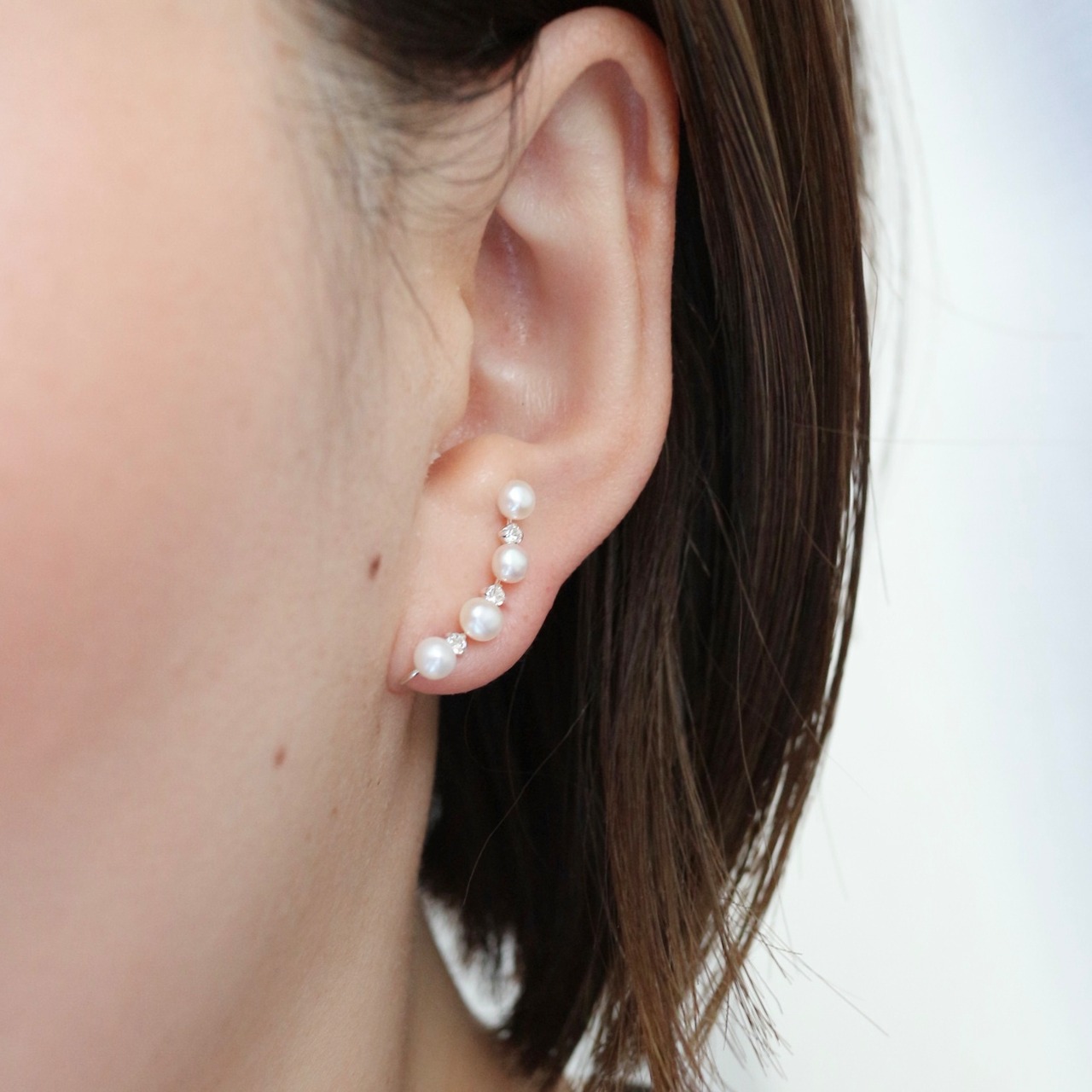 淡水パール×ジルコニアストーンイヤーカフ