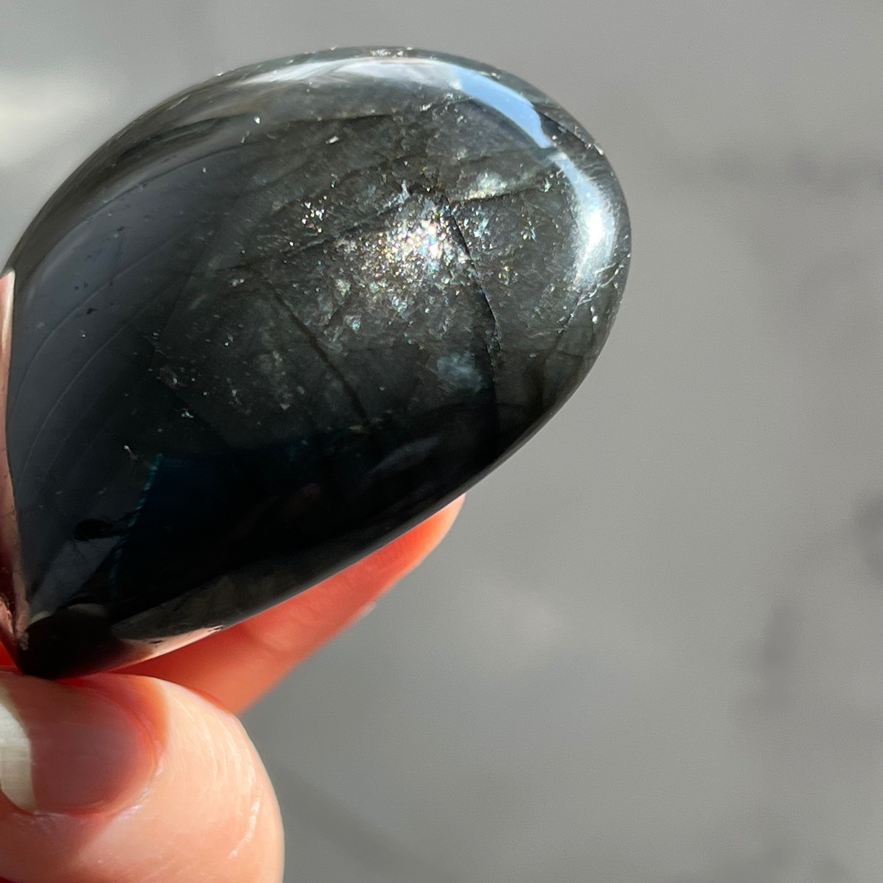 ラブラドライトハートシェイプ*天然石インテリア*6ハート型*置き物