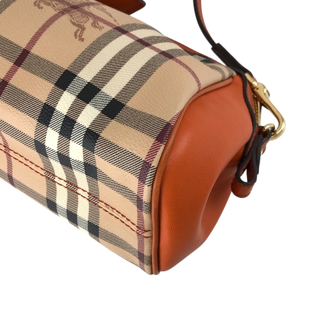 BURBERRY バーバリー ノバチェック ショルダーバッグ ベージュ×オレンジ ロゴ PVCレザー 2WAY ワンショルダー vintage ヴィンテージ オールド 2e2732