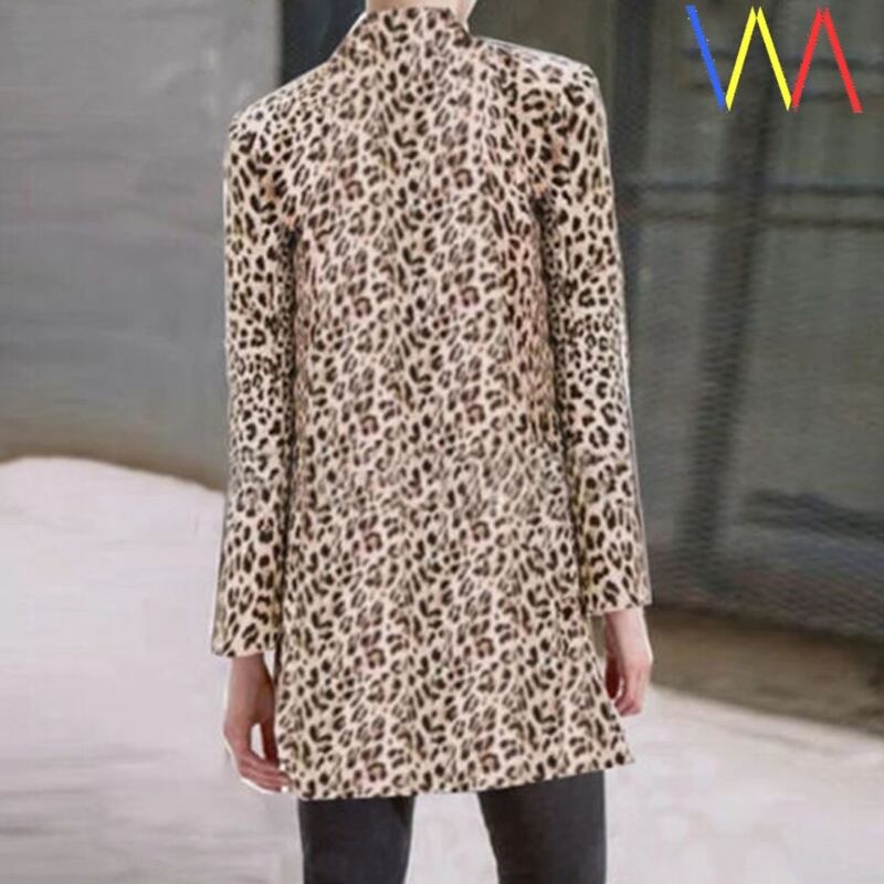 送料無料】 ヒョウ柄ジャケット アウター ジャケット l 長袖 Vネック