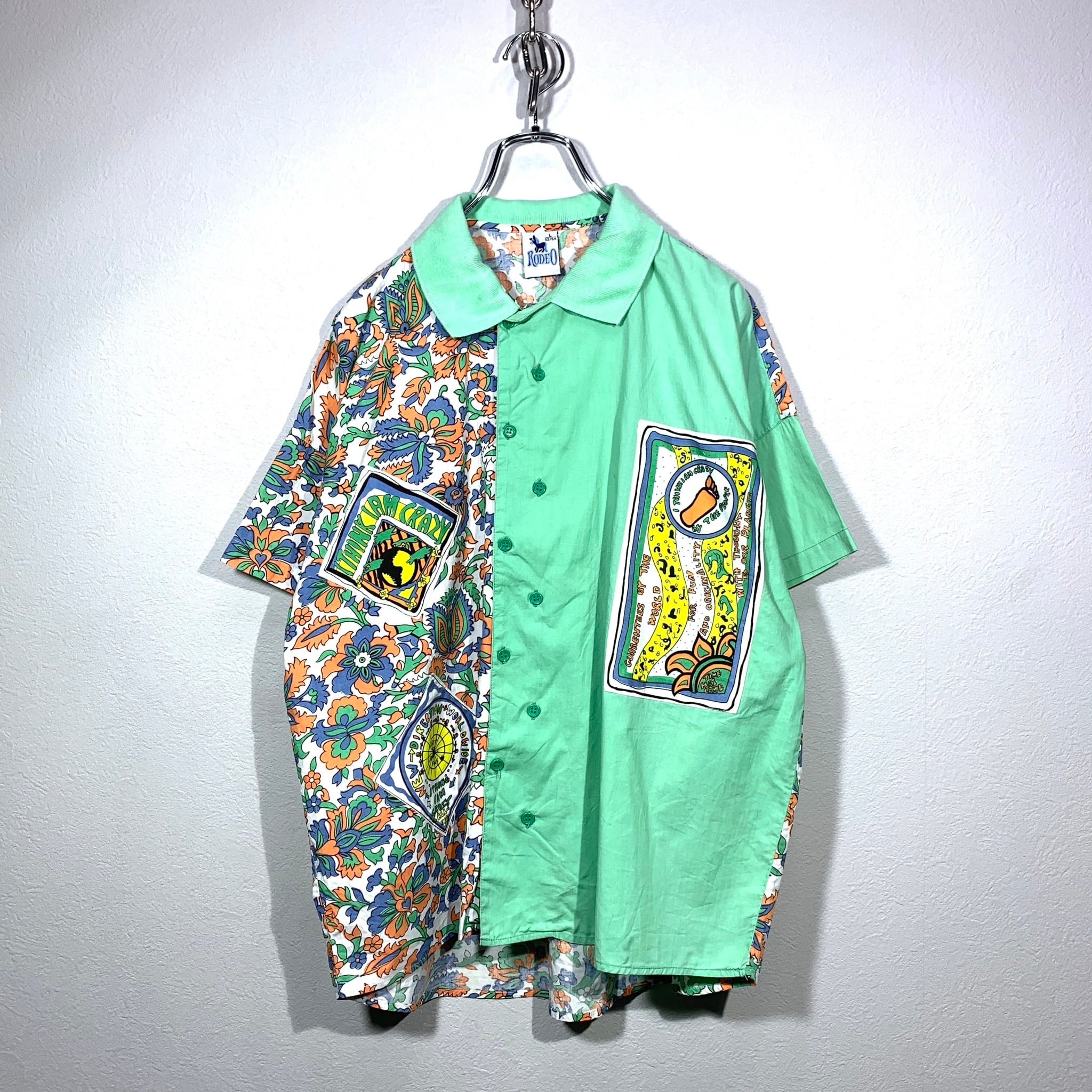総柄 アロハシャツ ボタニカル柄 アシンメトリー ハワイ製 | 古着屋 KafuCa