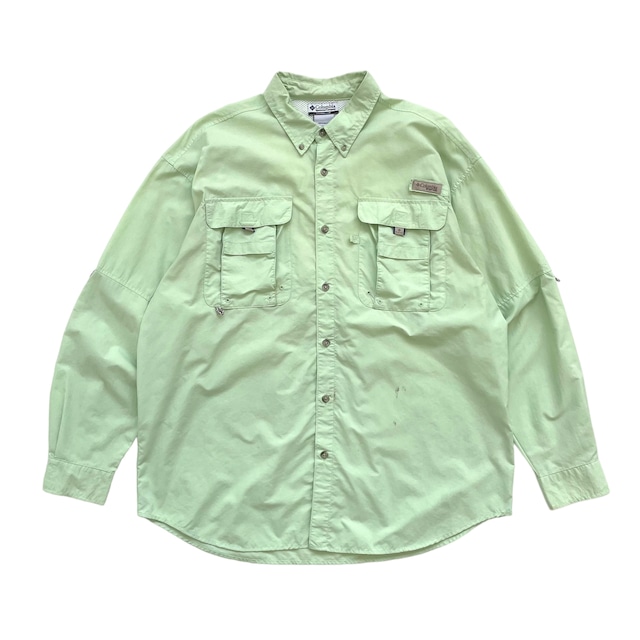 USED 90's Columbia PFG OMNI-SHADE L/S fishing shirts - light green