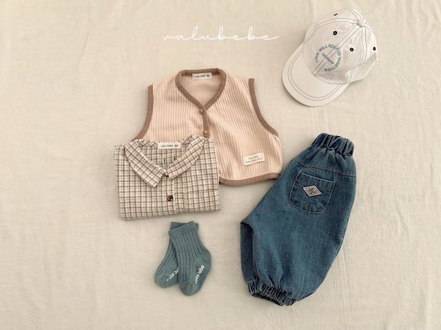【即納】check collar shirt (baby, kids)
