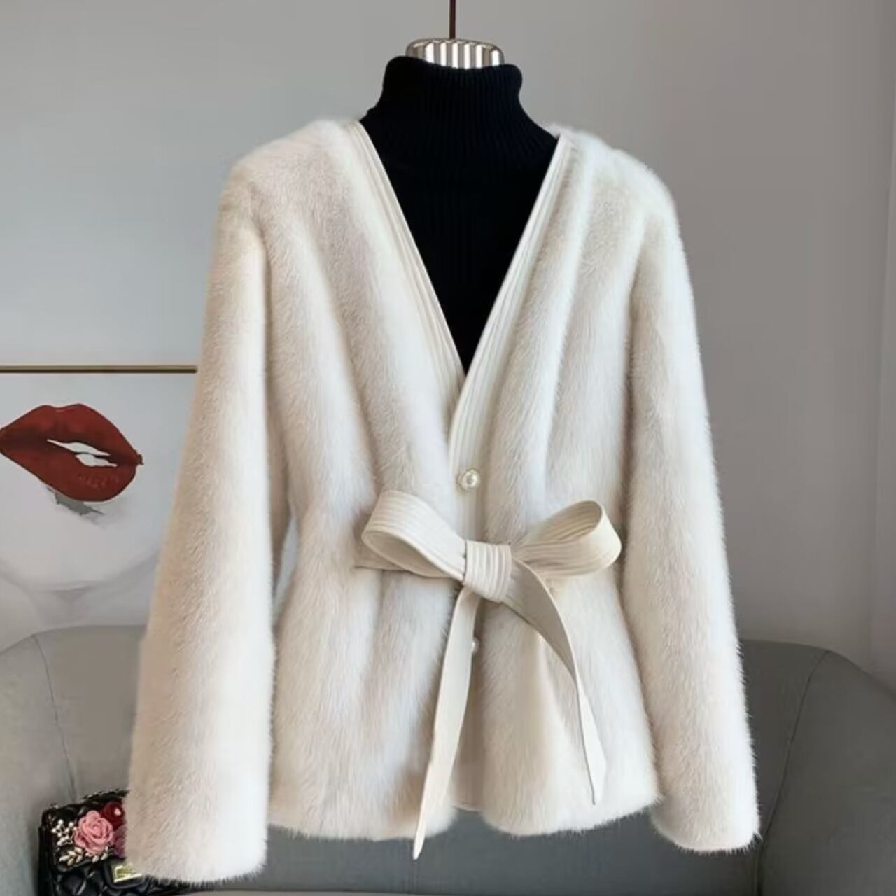 ガウン リボン ファーコート