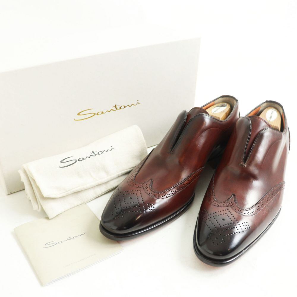 美品】サントーニ santoni ドレスシューズ メダリオン ブラウン 5.5