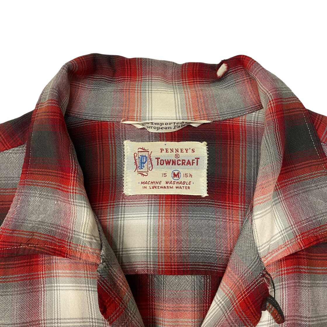 60s TOWNCRAFT オンブレ レーヨン シャツ 開襟 オンブレチェック 