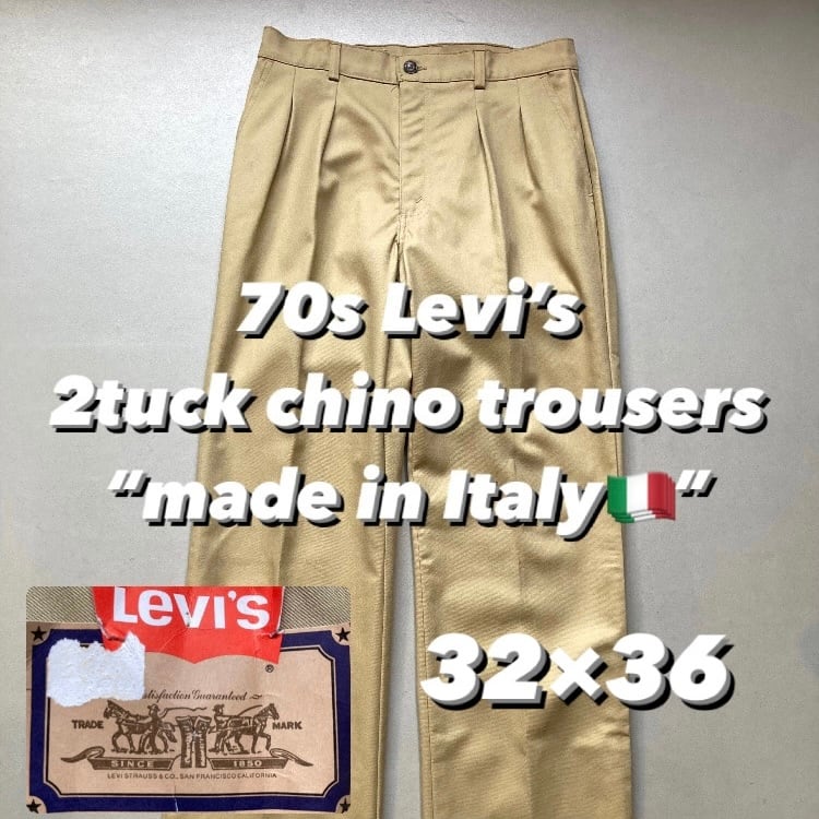 DEAD STOCK!! 70s Levi's 2tuck chino trousers “made in Italy DEAD STOCK!! 70s Levi's 2tuck chino trousers “made in Italy