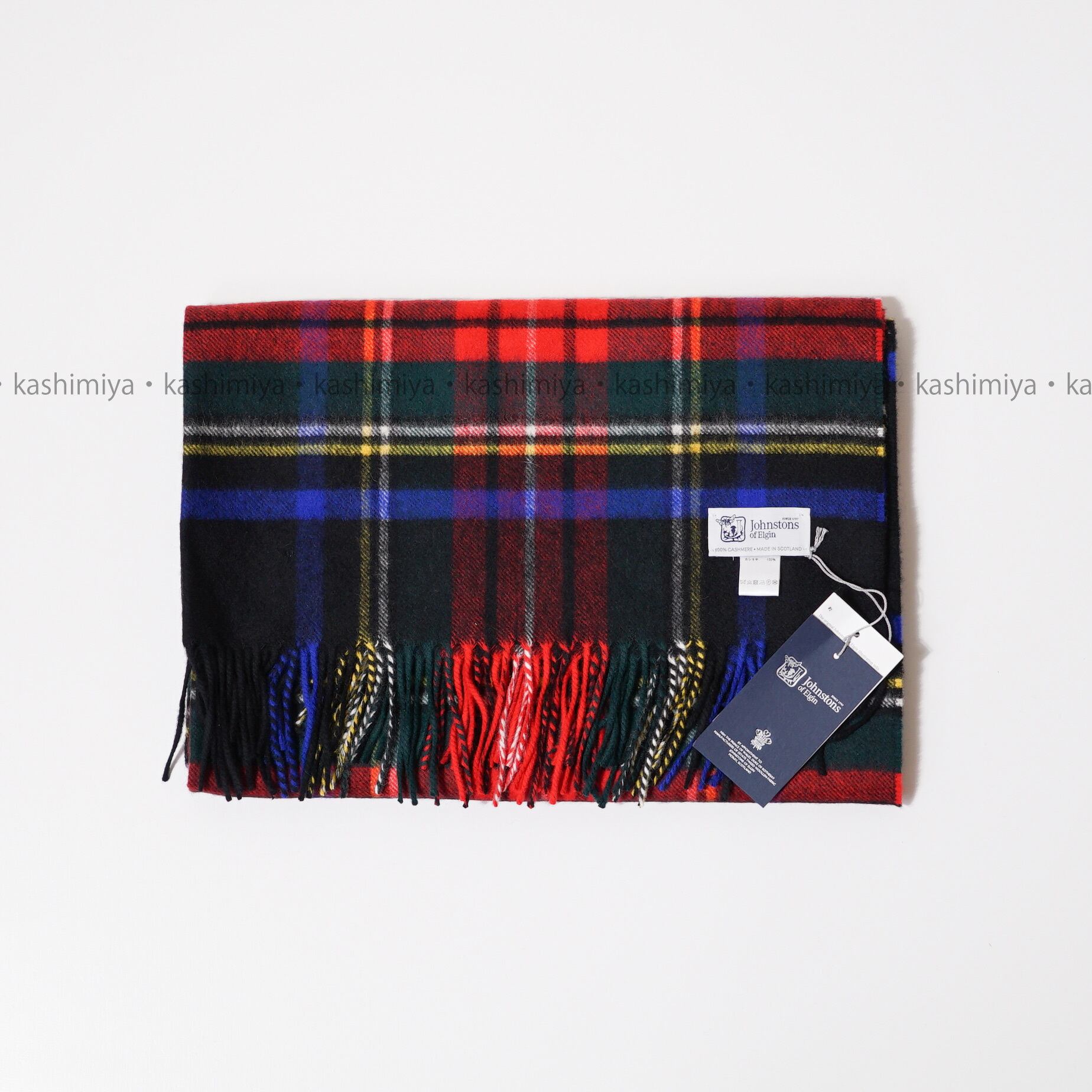 Johnstons カシミヤ大判ストール 《ブラックスチュワート》ジョンストンズ カシミア 100%