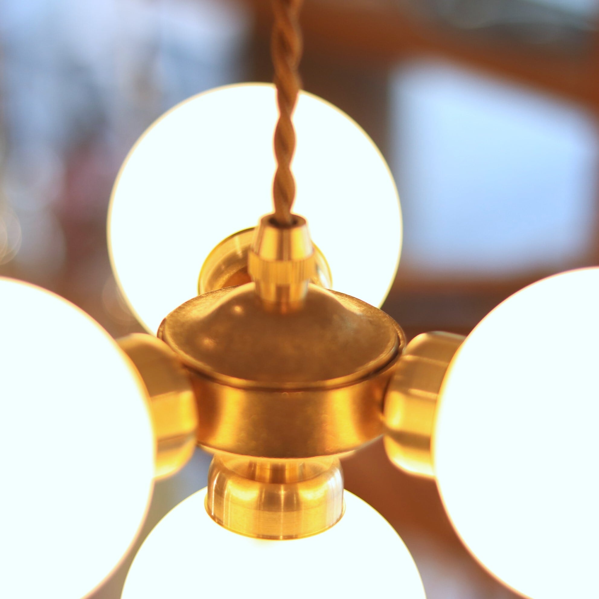 照明】ホワイトガラス4灯シャンデリアペンダントライト | ジーフラット