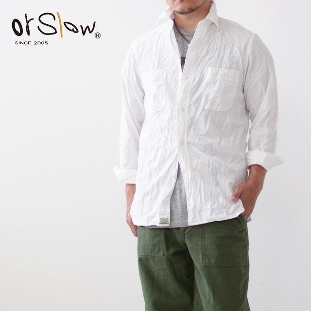 orslow [オアスロウ]  WORK SHIRT WHITE CHAMBRAY [01-8070-69] シャンブレーシャツ ホワイト 白・ワークシャツ・白シャンブレー・大人のワークシャツ・MEN'S [2024SS]
