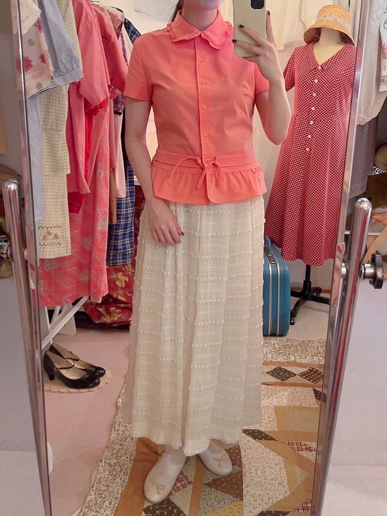 fluorescent pink frill blouse