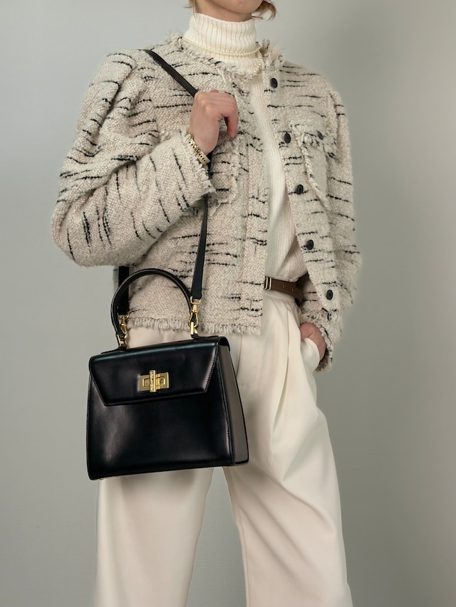 CELINE セリーヌ ショルダーバッグ ブラック ターンロック レザー 2WAY vintage ヴィンテージ オールド z5xsv8