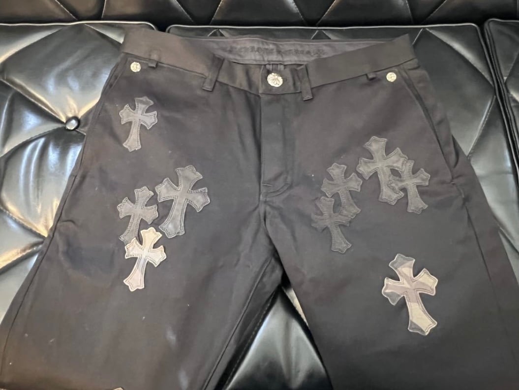 CHROME HEARTS クロムハーツ CHINOS CEM CRPATCH マルチカラークロスパッチカスタム チノパンツ ワーク ブラック