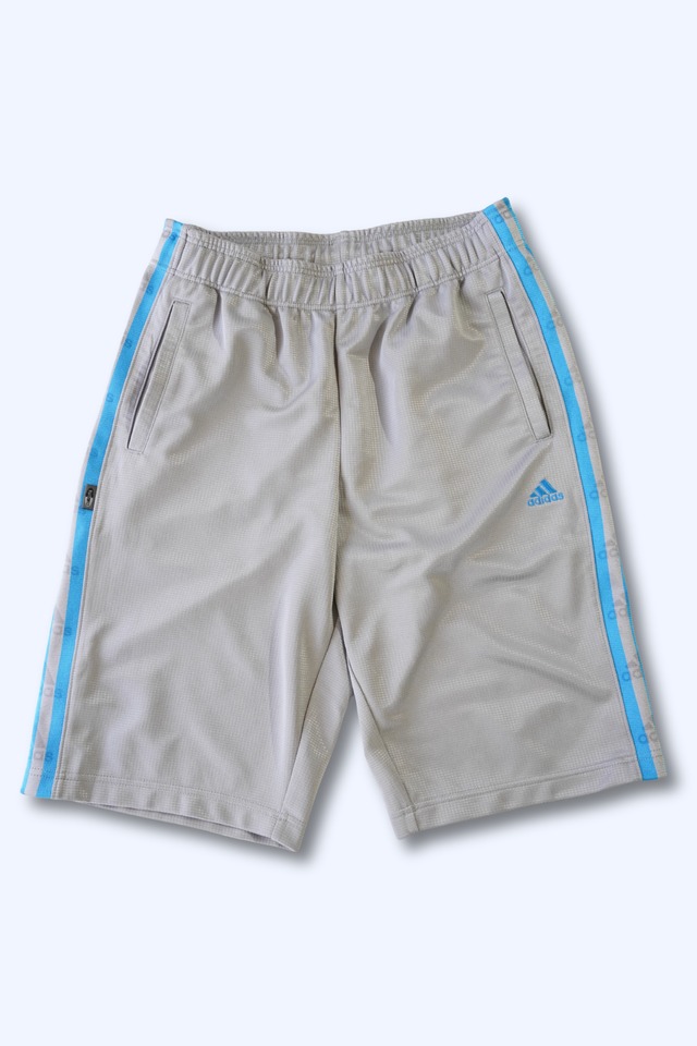 adidas（アディダス）climlite 3-Stripes ハーフパンツ（ライトグレー × ブルー／L）