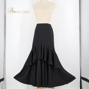社交ダンス 衣装 スカート ブラック系 チャコット Chacott 黒 無地 シンプル フリル 上品 日本製 レッスン 練習 ストレッチ オールブラック 伸縮 かわいい ダンス衣装