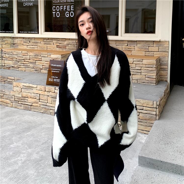 オータムセーター コート Vネックルーズレディース 秋物 YY-ファッション95997259655