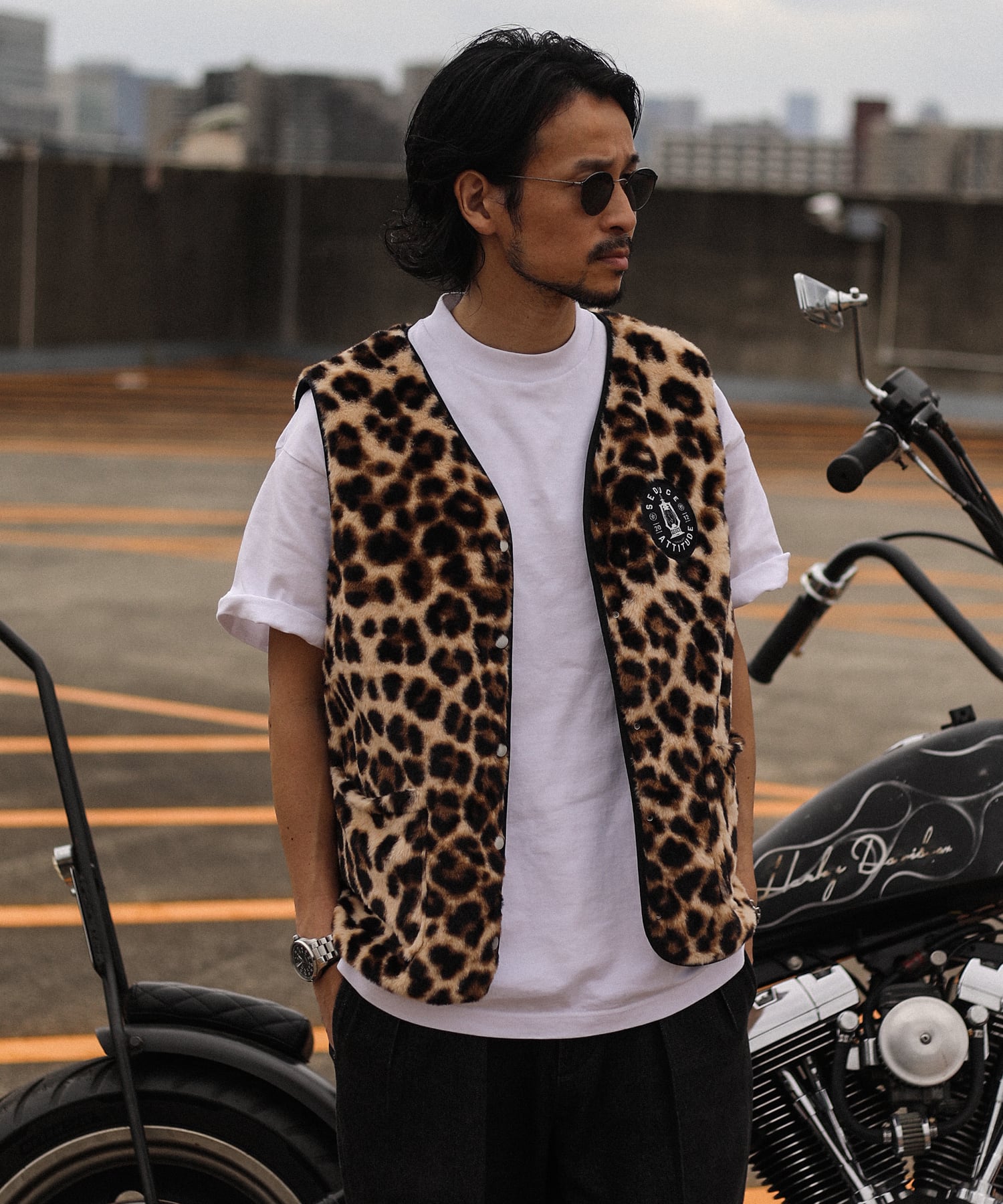 送料無料】2WAY LEOPARD REVERSIBLE VEST | BARYFROMTHENORM