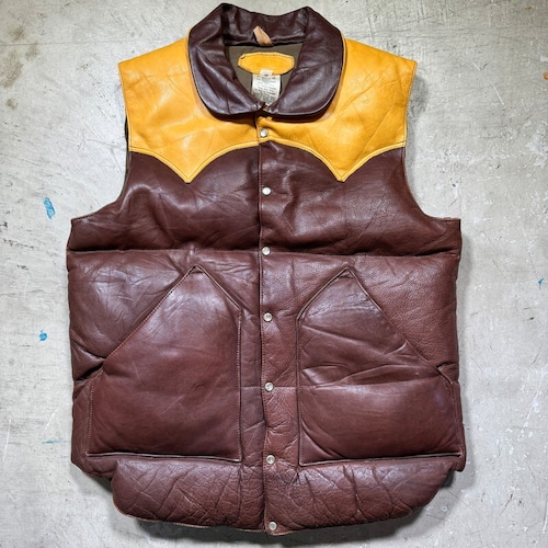 SPECIAL!! 70's~ Rocky Mountain Featherbed ロッキーマウンテン LDV オールレザーダウンベスト オリジナル キャメル×チョコブラウン 珍品 レア サイズ44 USA製 希少 ヴィンテージ BA-2429 RM2848H