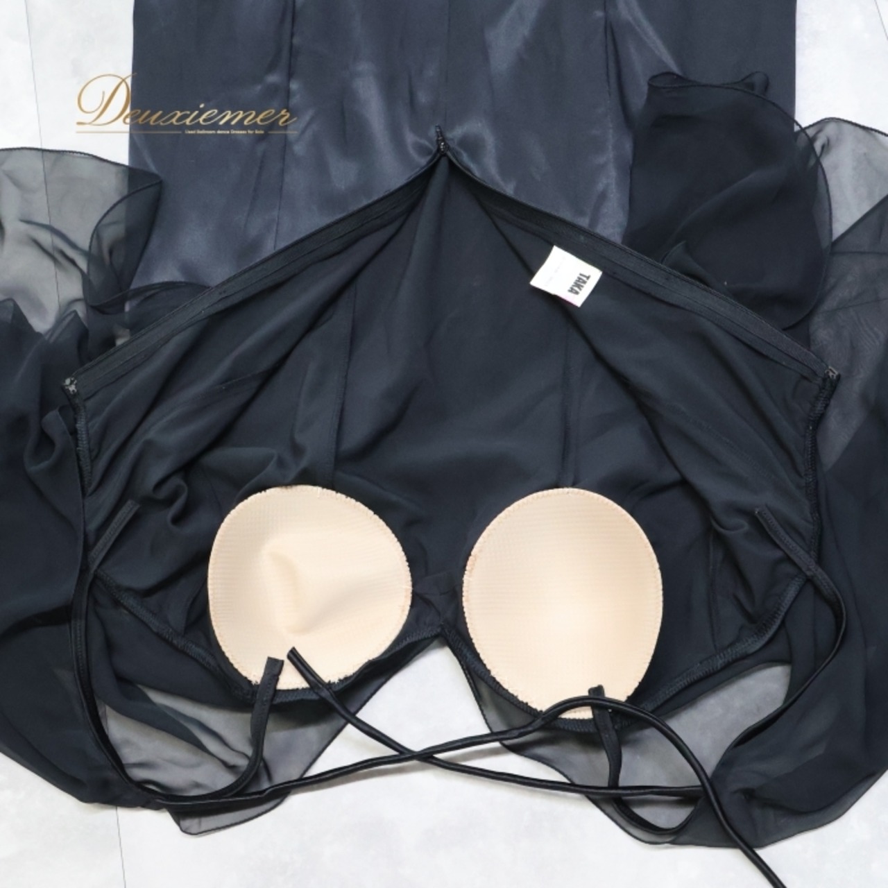 社交ダンス 衣装 タカダンス TAKADANCE ワンピース ドレス 黒 無地 フロート レース パーティ パーティドレス 綺麗 上品 軽い 高級感 ブラック系 社交ダンスドレス フロア用ドレス レース付きドレス 上品ドレス フォーマルドレス クラシックスタイル ブラックドレス 軽量ドレス