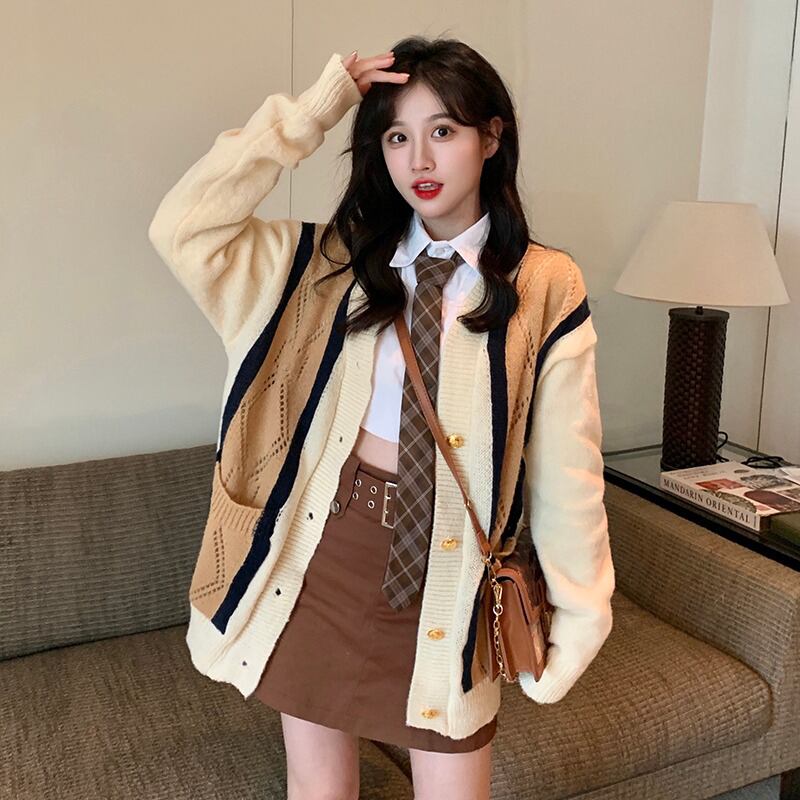 オータムトップス セーター コート カーディガンレディースルーズスタンダードスタイル レトロ 秋物 萌量不足24906295318