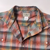 L.L.Bean エルエルビーン チェック柄 ナイロン 半袖ワークシャツ M/カラフル/アウトドア