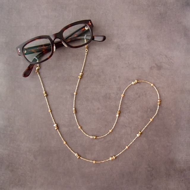 【Glasses Code】 Pearl × Glass Beads / 2way Necklace グラスコード ネックレス兼用（眼鏡ホルダー）