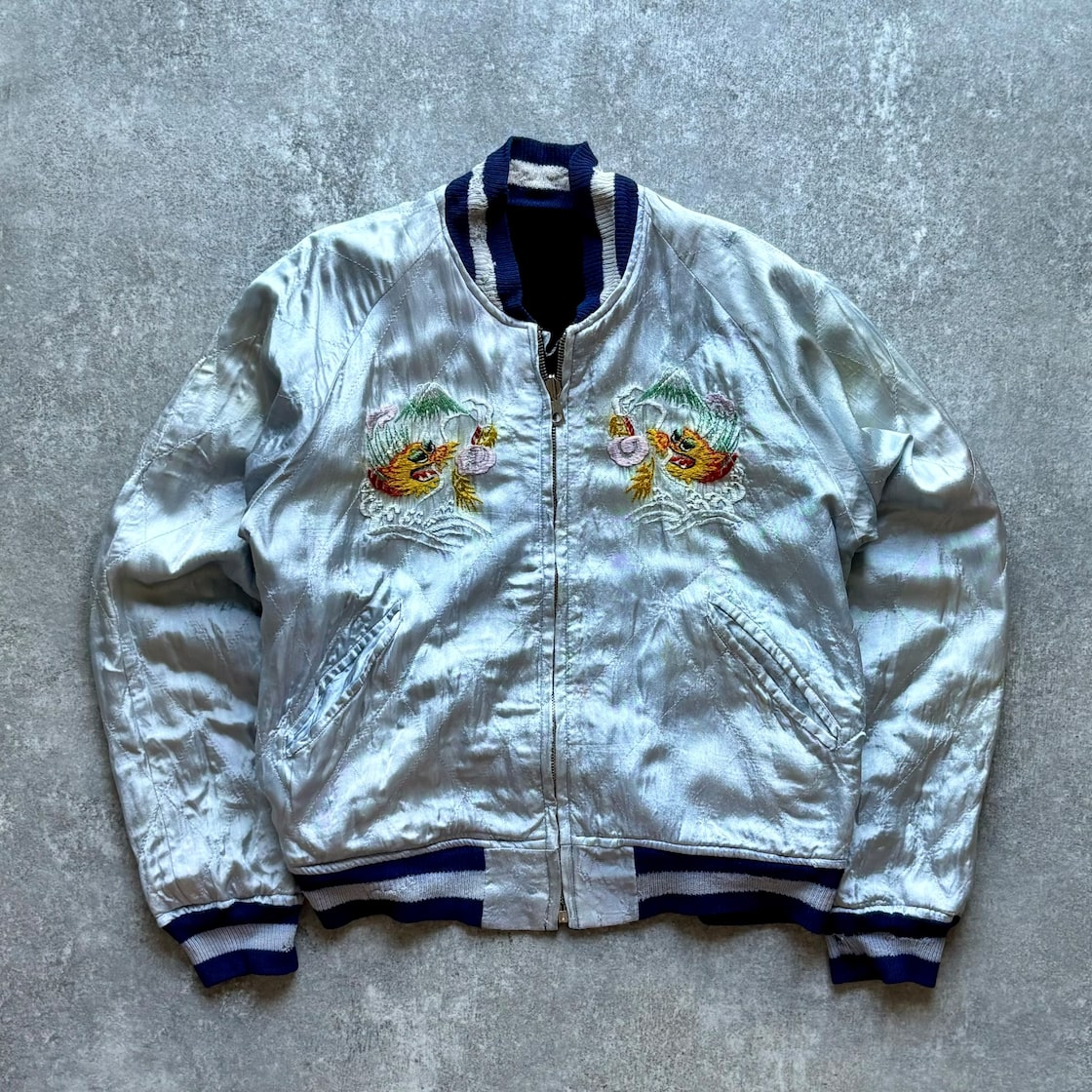 50s souvenir jacket 別珍 スカジャン 昇龍 navy white | Pay ID