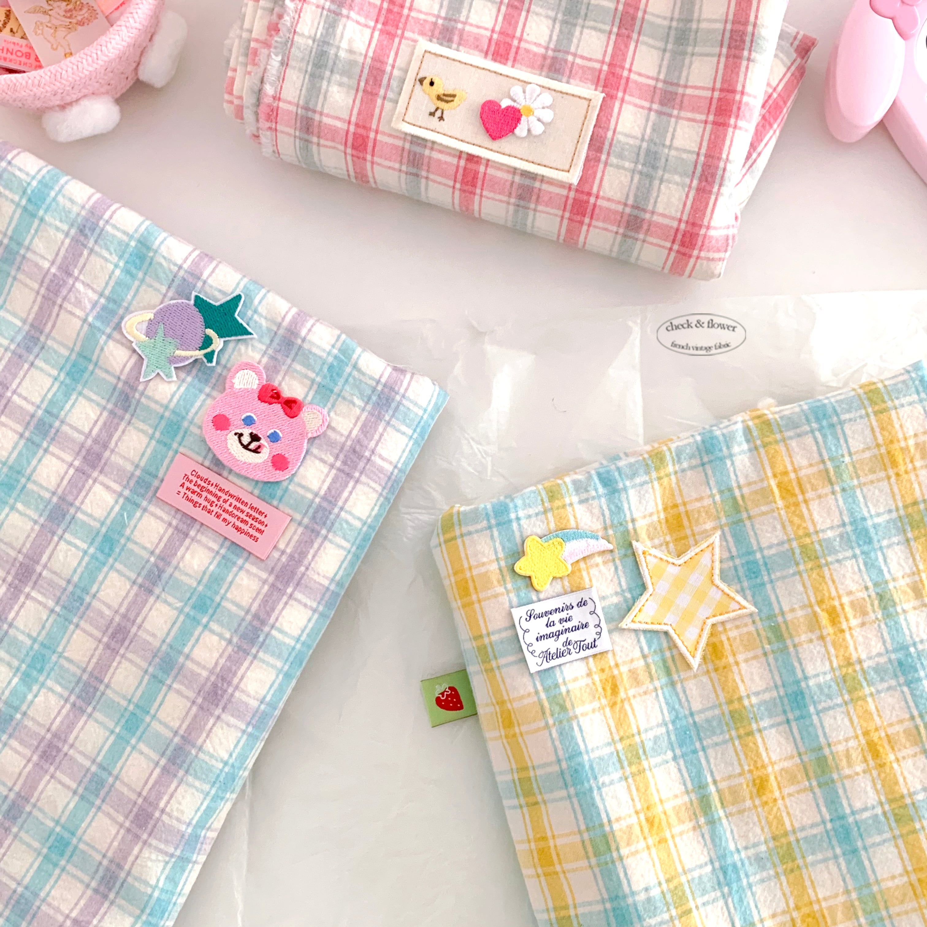 【予約】バルーンチェック パステル　コットン生地