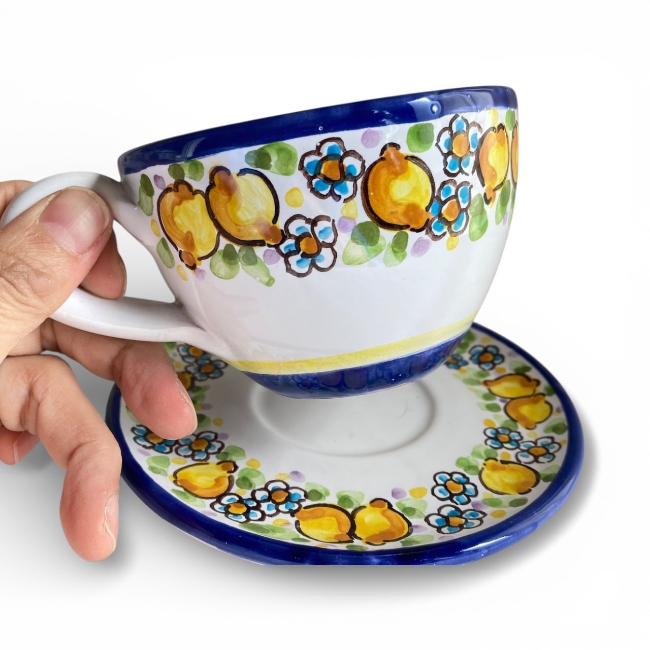 カップ＆ソーサー TAZ027 マヨリカ焼き イタリア陶器 レモン柄 ティー