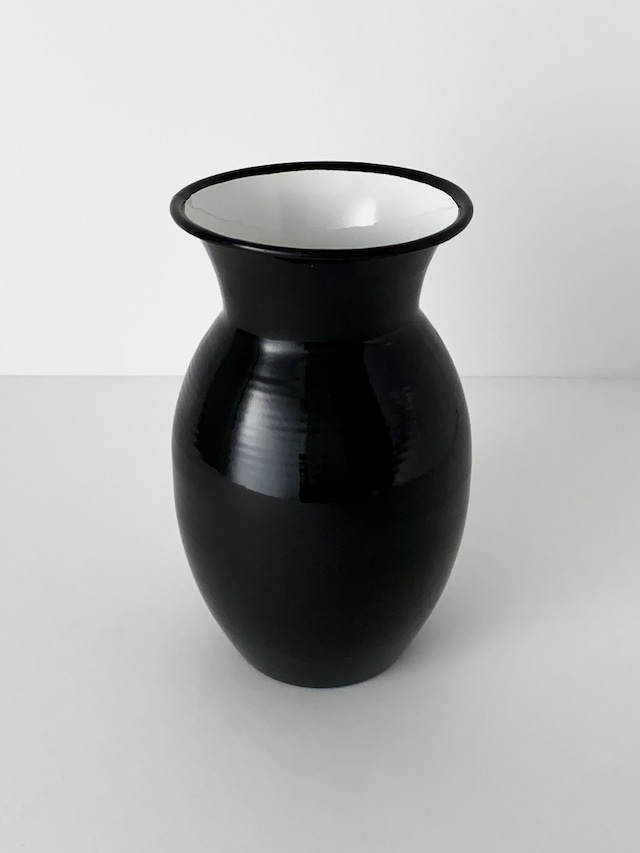 フラワーベース ホーロー 黒 花瓶 / Black Enamel Vase ZANGRA