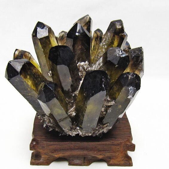 黒水晶 クラスター モリオン 原石 台座付属 一点物 おまかせ便 182-8696