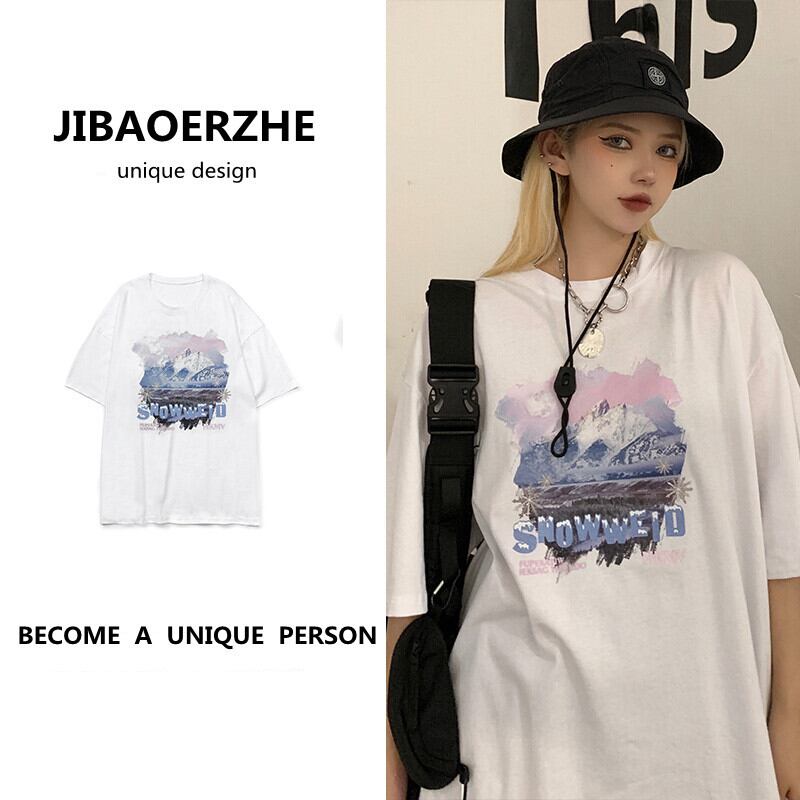 サマールーズレディーススタンダードラウンドネックTシャツ スタイル レトロ かわいい 夏物 Oネック ケッペル31531061812