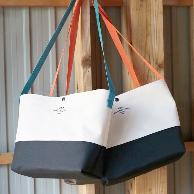 CANVAS STORAGE BAG (white×black / orenge tape)