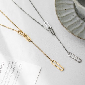 stainless steel long chain necklace〈2colors〉